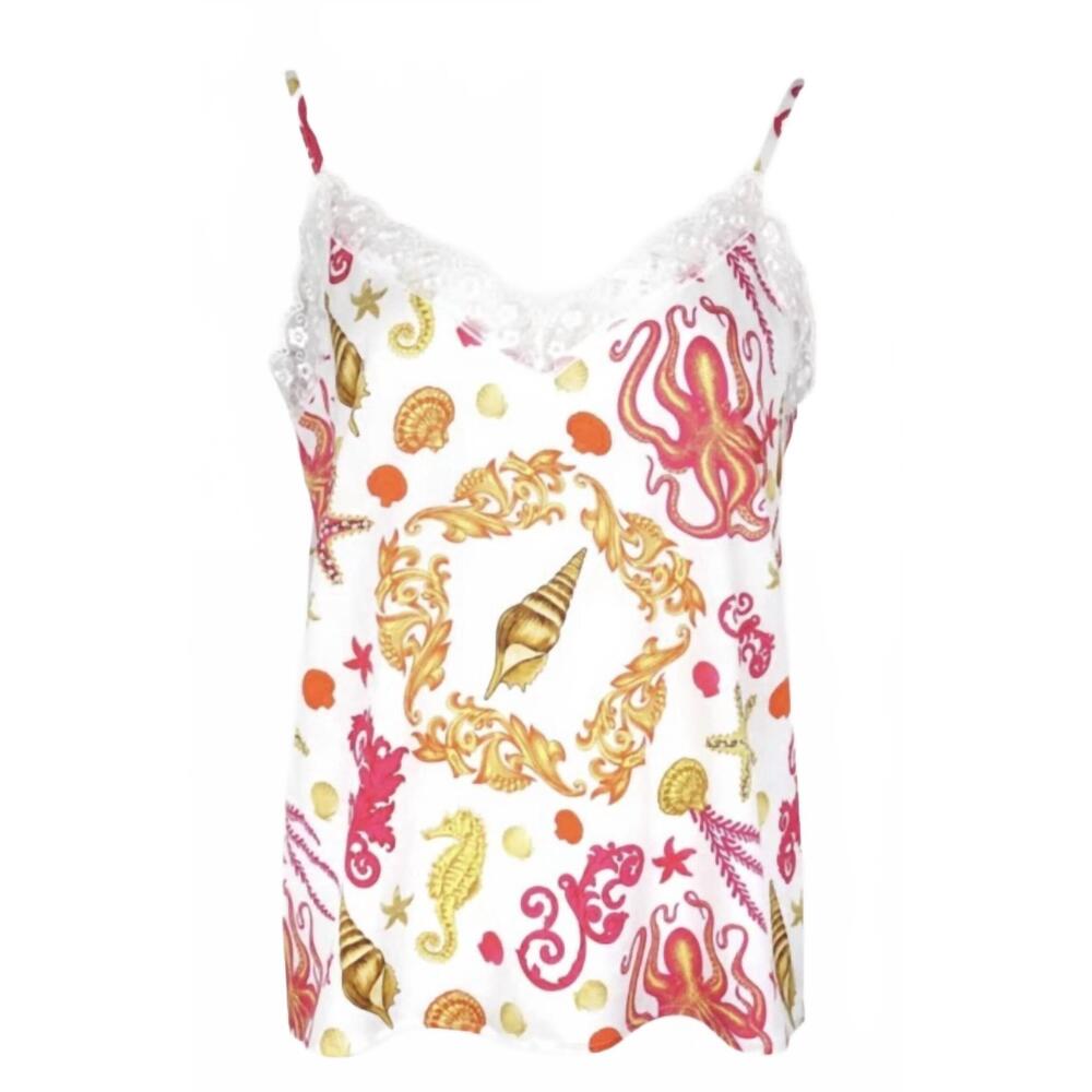 NEW MUCHO GUSTO women's multi color cami top in white